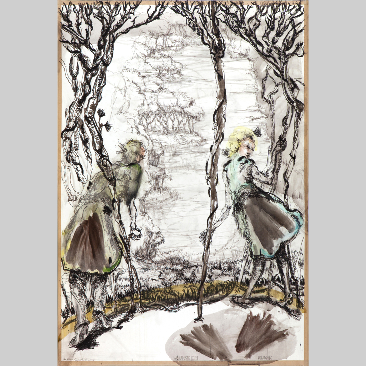 AUFSEEH BLICK, Jan Tilman Kretzschmar, Feder Tusche, laviert Pinsel, Aquarell auf Papier