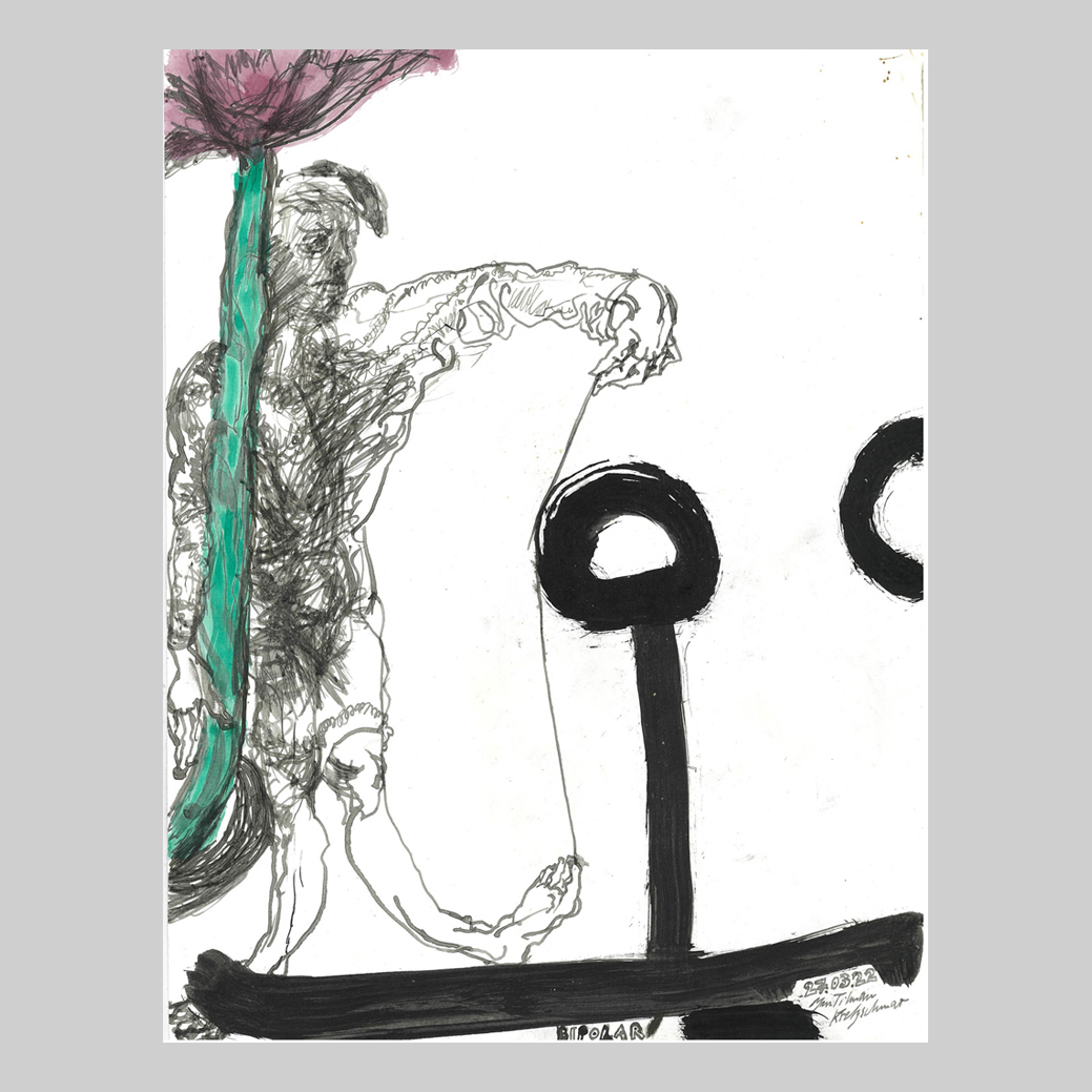BIPOLAR, Jan Tilman Kretzschmar, Feder Tusche, laviert Pinsel, Aquarell auf Papier