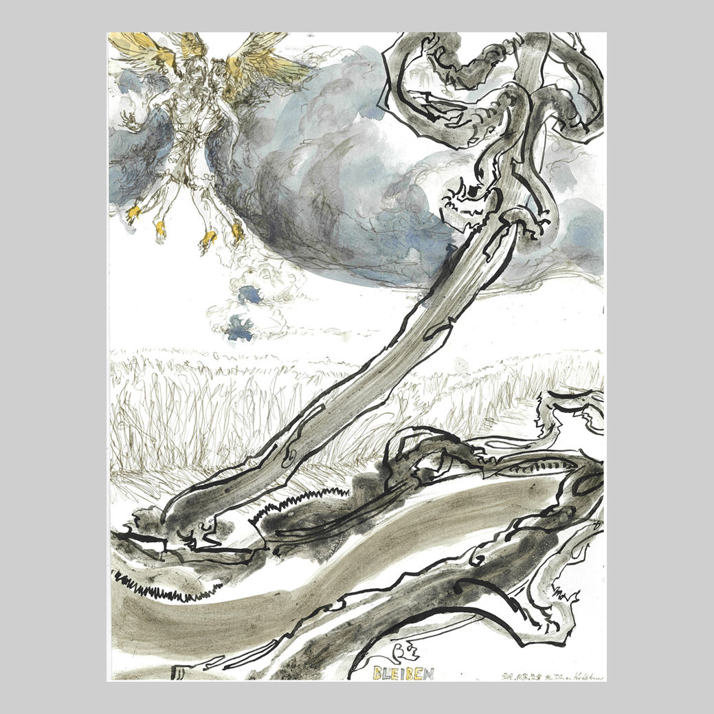 BLEIBEN, Jan Tilman Kretzschmar, Feder Tusche, laviert Pinsel, Aquarell auf Papier
