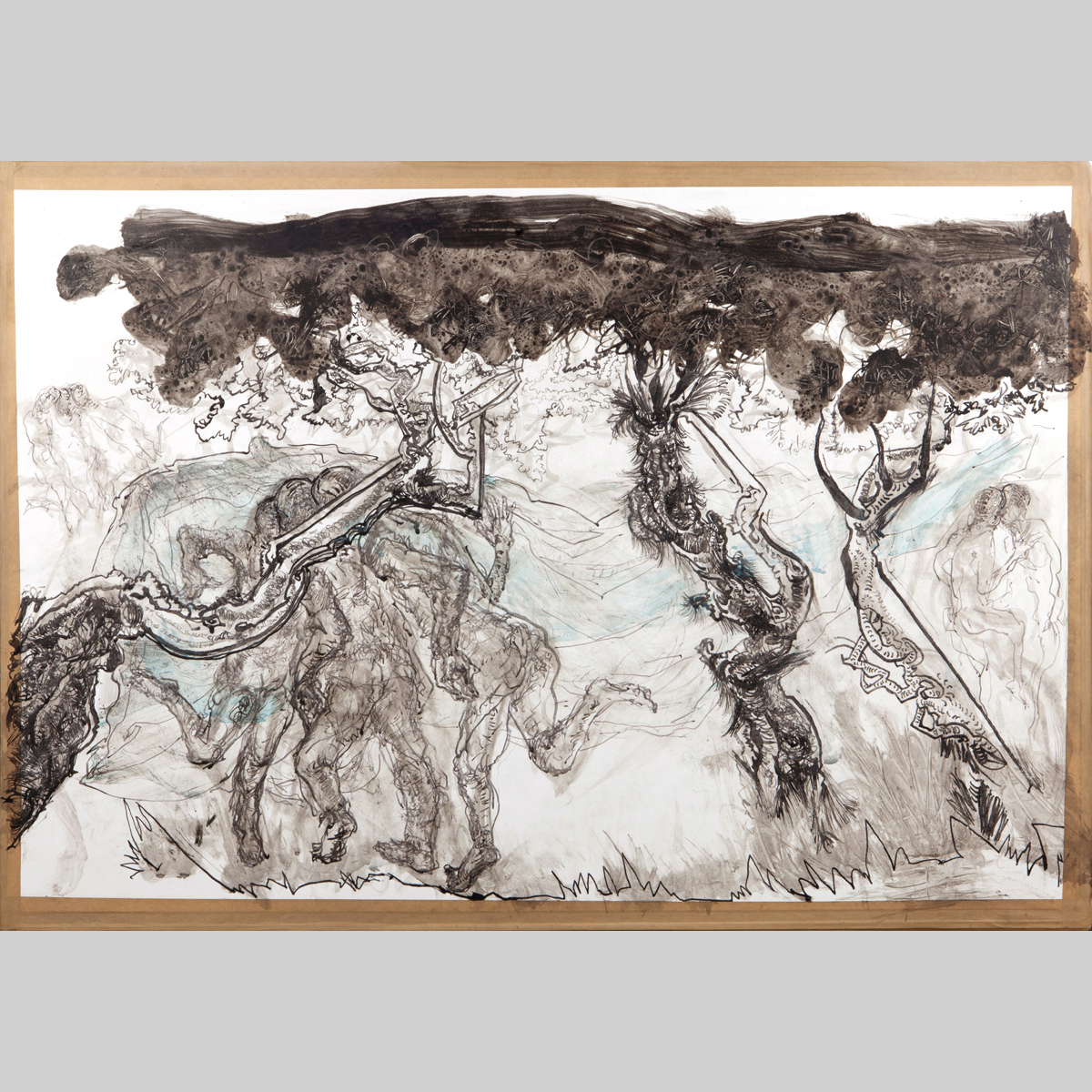 FLUCHTPUNKT, Jan Tilman Kretzschmar, Feder Tusche, laviert Pinsel, Aquarell auf Papier