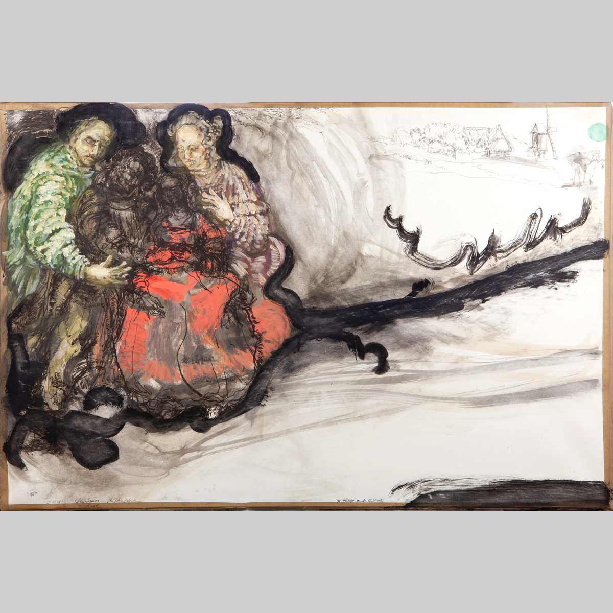 die Spur - von und zu R, Jan Tilman Kretzschmar, Feder Tusche, laviert Pinsel, Aquarell auf Papier