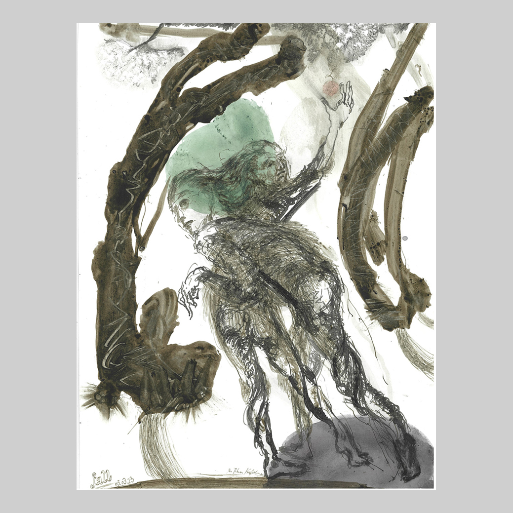 fall, Jan Tilman Kretzschmar, Feder Tusche, laviert Pinsel, Aquarell auf Papier