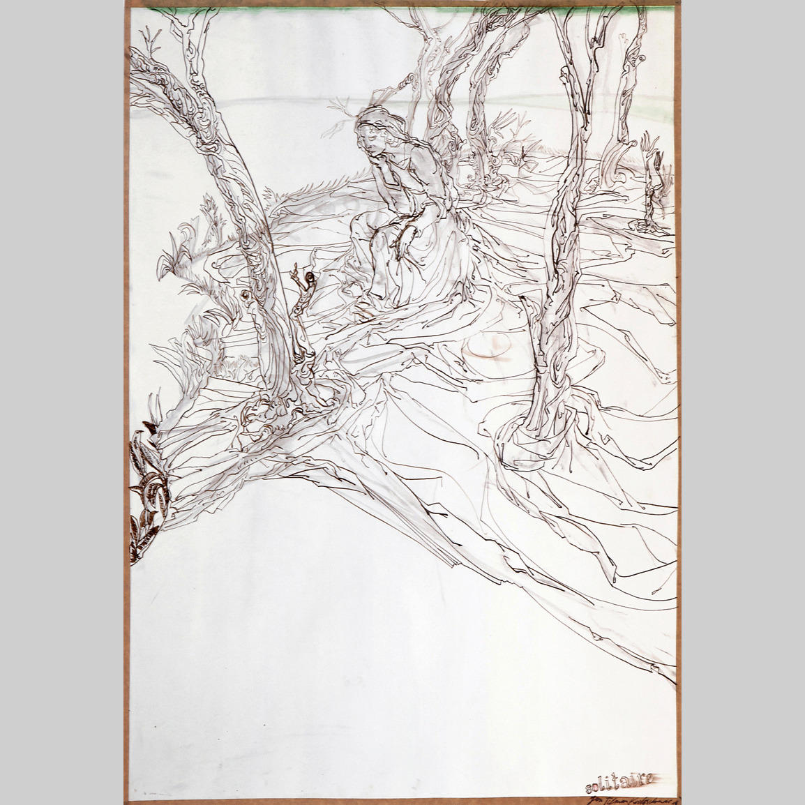 Solitaire, Jan Tilman Kretzschmar, Feder Tusche, laviert Pinsel, Aquarell auf Papier